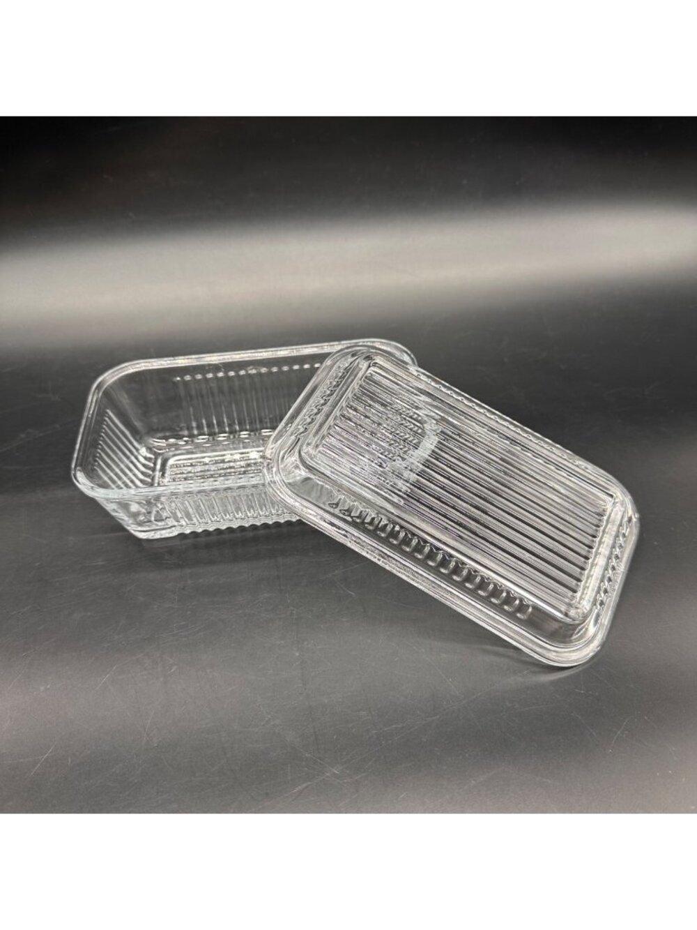 Vintage Refrigerator Dish Butter Storage Container Pasabahce Turkey Clear Glass